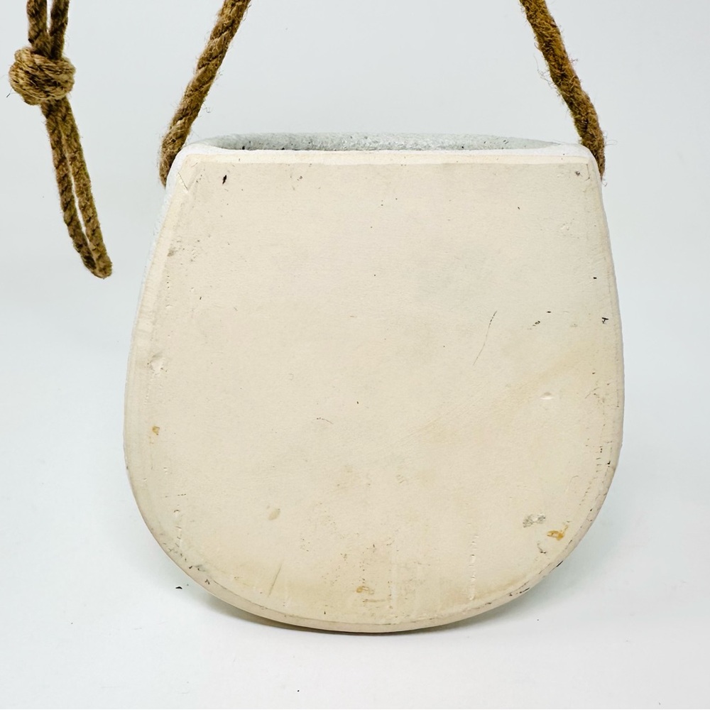 Minimalist Wall Pocket Planter Hanging Ceramic Stoneware White Cream Flat Back - Picture 6 of 12